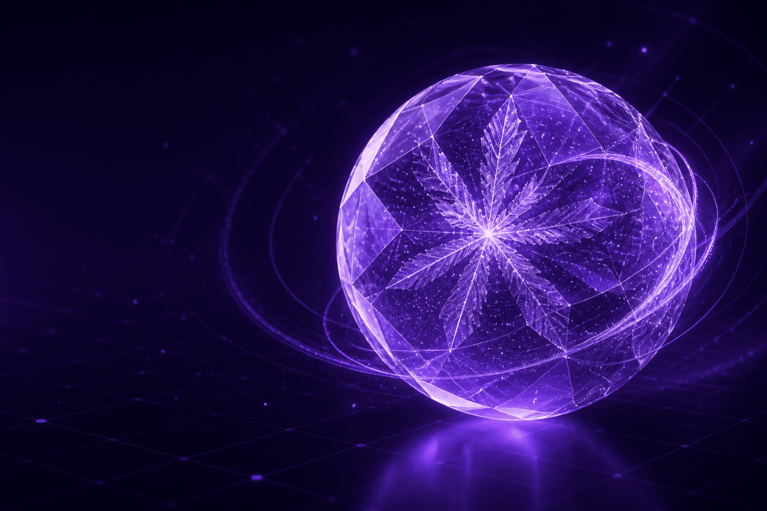 Esfera futurista com glow lilás representando crescimento digital da Snow